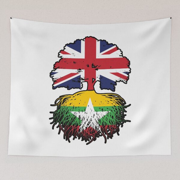 Item preview, Myanmar Burmese British UK Tree Roots Flag designed and sold by FlagX.