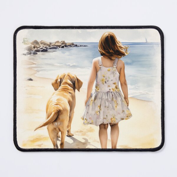 Item preview, Girl and Lab on Beach designed and sold by PetsArt.