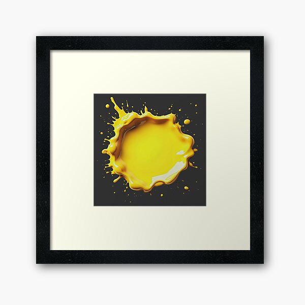 Neon Yellow Paint Splash Framed Art Print