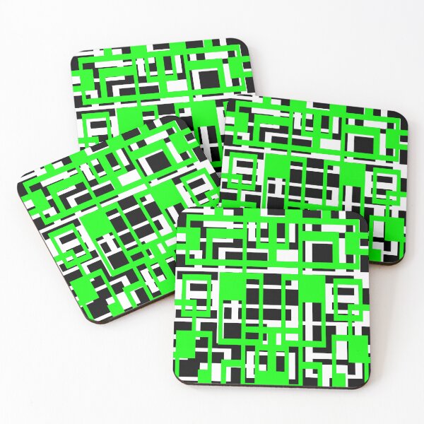 Item preview, Geometric Shapes Pattern Medium-Green White Black Background designed and sold by taiche.