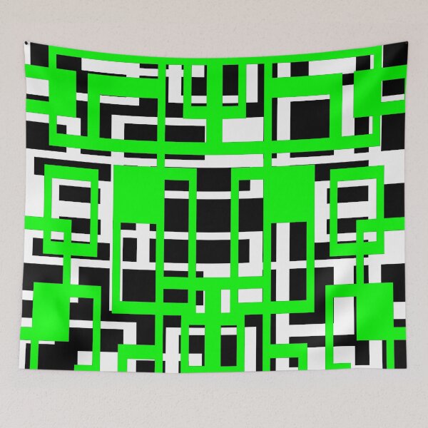 Item preview, Geometric Shapes Pattern Medium-Green White Black Background designed and sold by taiche.