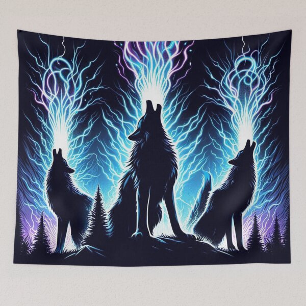 Item preview, Electrified Howl: A Trio of Thunder Wolves designed and sold by TeslaSt0re.