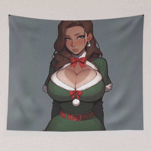 Item preview, Anime Gamer Girl in Christmas Santa Outfit designed and sold by WaifuBrowser.