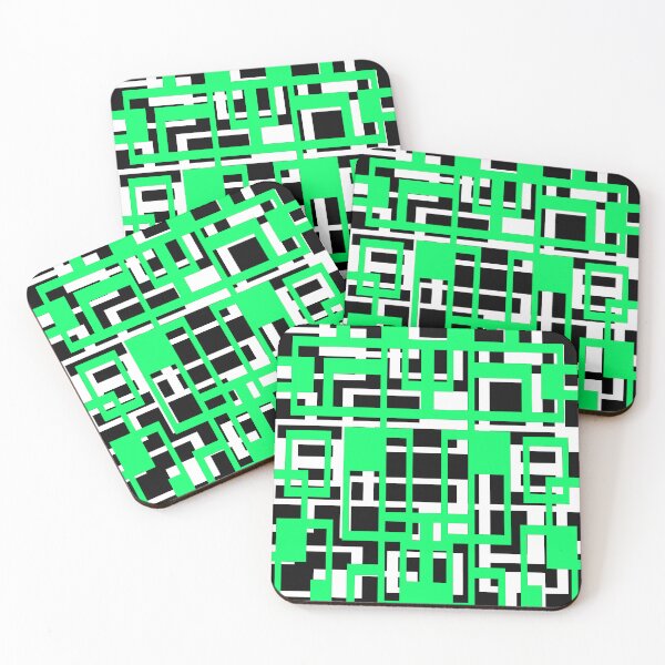 Item preview, Geometric Shapes Pattern Aqua-Green White Black Background designed and sold by taiche.