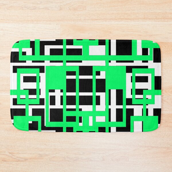 Item preview, Geometric Shapes Pattern Aqua-Green White Black Background designed and sold by taiche.