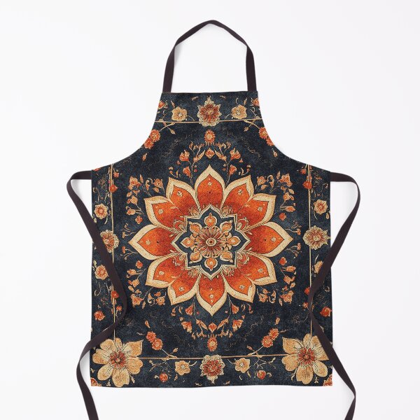 Item preview, Antique Vintage Retro Black and Orange Bohemian Persian Carpet Pattern designed and sold by YummyCreative.
