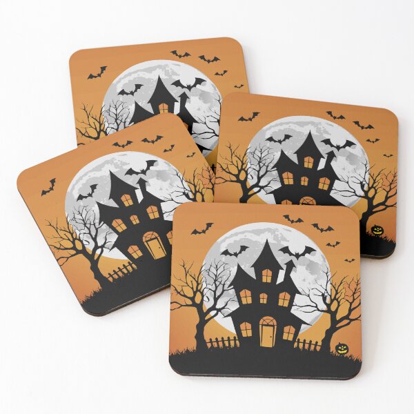 Item preview, HALLOWEEN HAUNTED HOUSE / Gift items and personal use / Halloween, House, Spooky, Scary, Haunted, Horror, Orange, Black, Dark, Spirit, Death, Gothic, Movie, Vintage, Creepy, Vector, Art designed and sold by LumDesignArt.