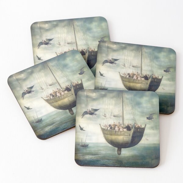 Item preview, Surreal Sky Ship of Souls in Bosch-Inspired Fantasy designed and sold by landletsy.