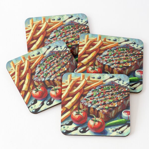 Item preview, Steak Frites Impressionism Art Style designed and sold by artofuniverse.