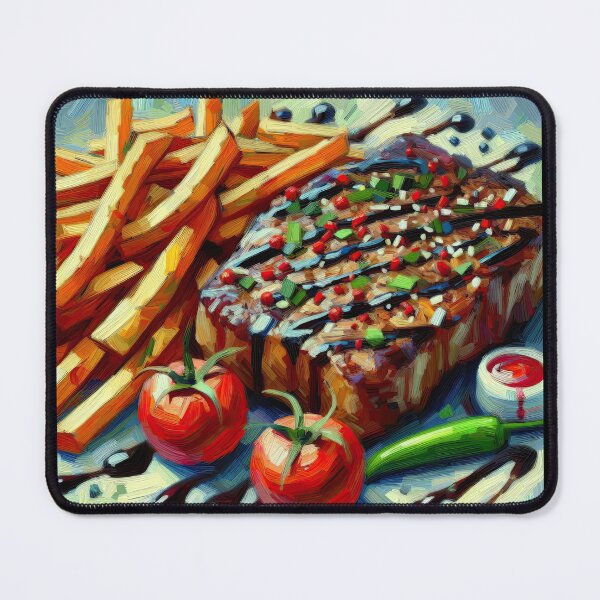 Item preview, Steak Frites Impressionism Art Style designed and sold by artofuniverse.