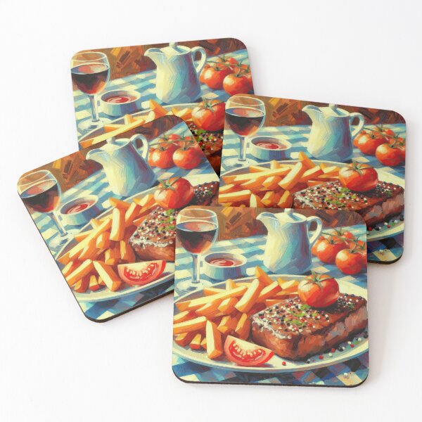 Item preview, Steak Frites Impressionism Art Style designed and sold by artofuniverse.