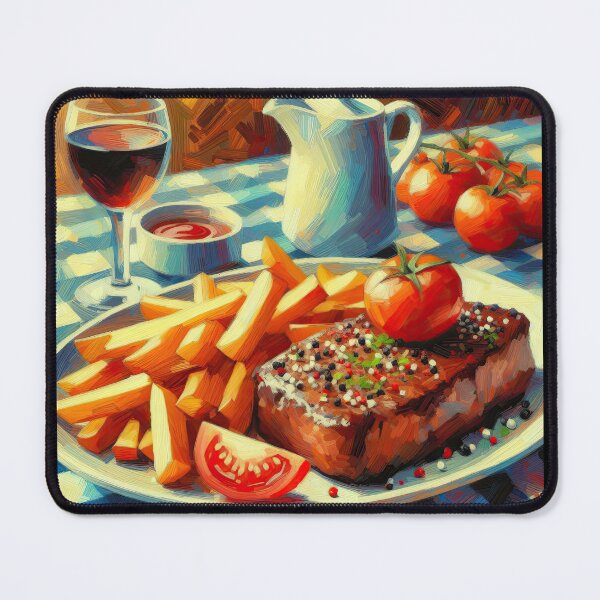Item preview, Steak Frites Impressionism Art Style designed and sold by artofuniverse.