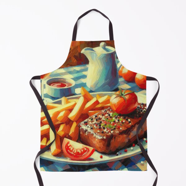Item preview, Steak Frites Impressionism Art Style designed and sold by artofuniverse.