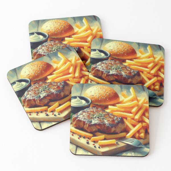 Item preview, Steak Frites Impressionism Art Style designed and sold by artofuniverse.