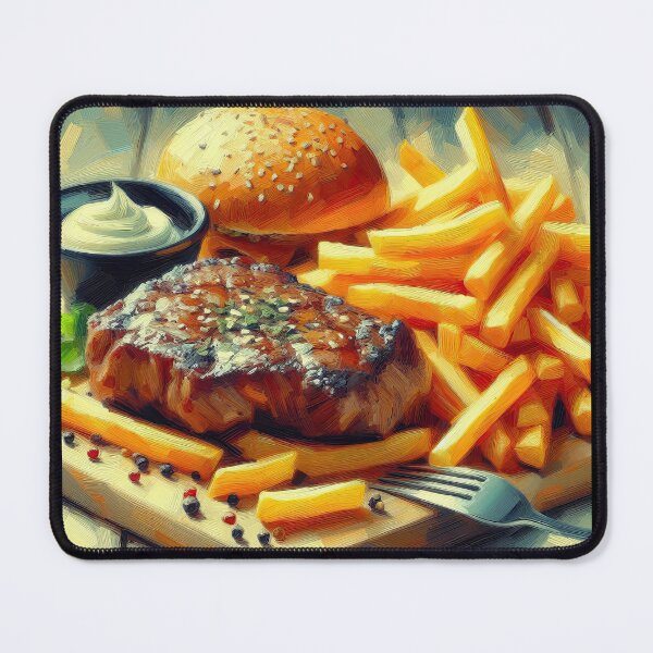 Item preview, Steak Frites Impressionism Art Style designed and sold by artofuniverse.