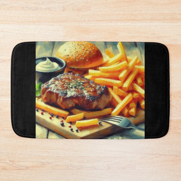 Item preview, Steak Frites Impressionism Art Style designed and sold by artofuniverse.