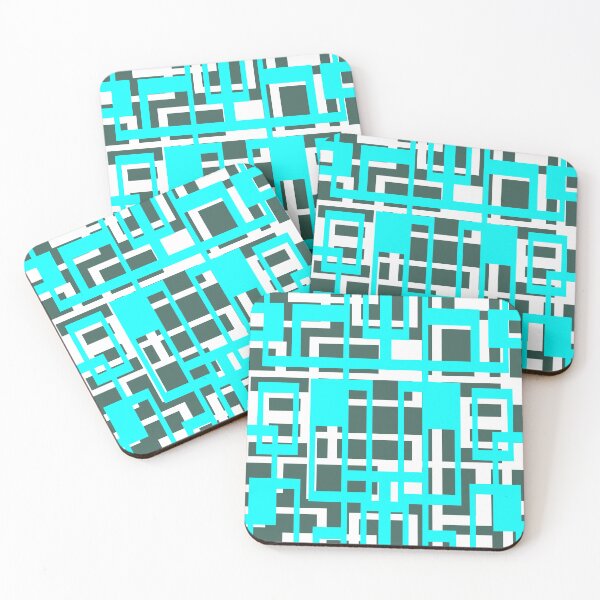 Item preview, Geometric Shapes Pattern Blue-Aqua White Cut Out designed and sold by taiche.