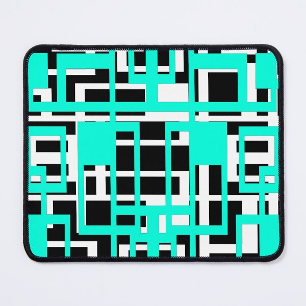 Item preview, Geometric Shapes Pattern Blue-Aqua White Black Background designed and sold by taiche.