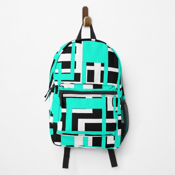 Item preview, Geometric Shapes Pattern Blue-Aqua White Black Background designed and sold by taiche.