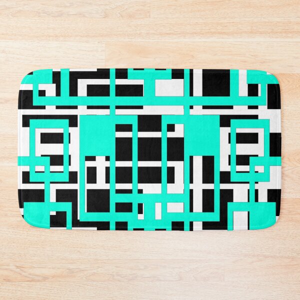 Item preview, Geometric Shapes Pattern Blue-Aqua White Black Background designed and sold by taiche.