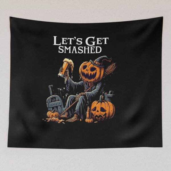 Item preview, Let's Get Smashed Funny Pumpkin Halloween Drinking Beer Gift  designed and sold by Yonshop.