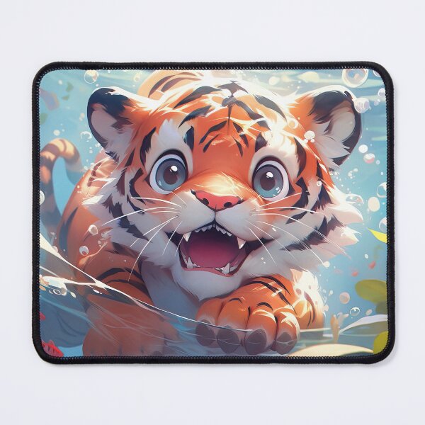 Item preview, Anime Tiger cub swimming underwater art designed and sold by TheArtistOf2022.