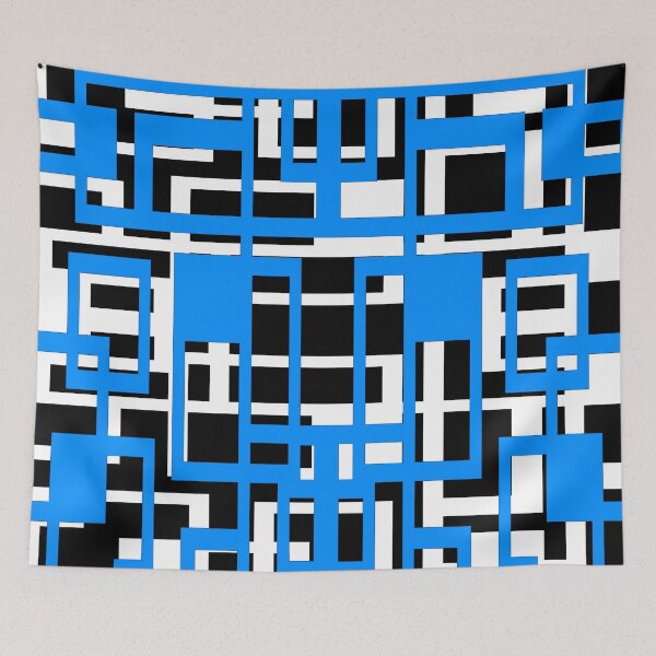 Item preview, Geometric Shapes Pattern Light-Blue White Black Background designed and sold by taiche.