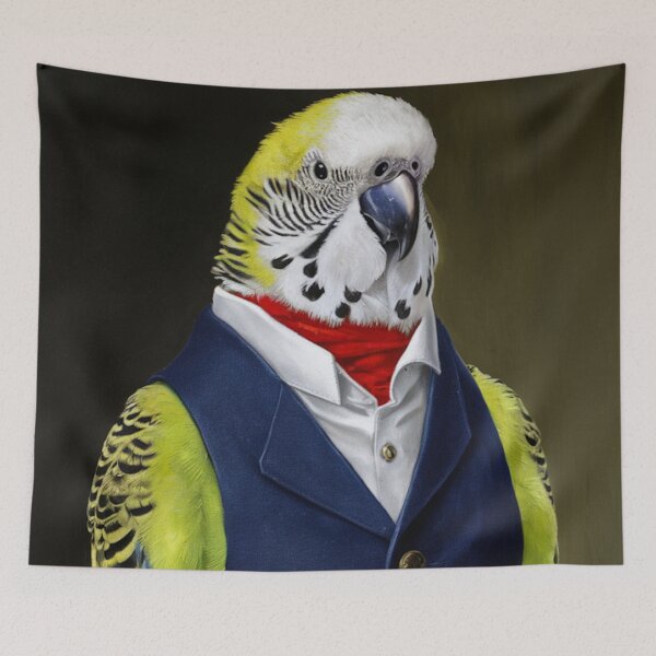 Item preview, Budgie Wearing Waistcoat designed and sold by whitecat23.