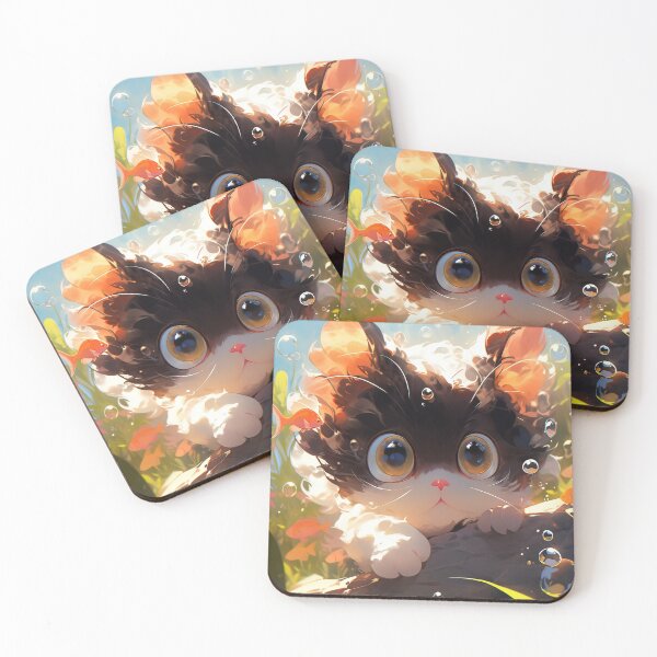 Item preview, Anime kitten swimming underwater art designed and sold by TheArtistOf2022.