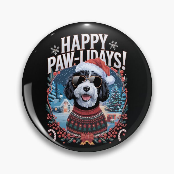 Item preview, Sheepadoodle Dog Happy Pawlidays Merry Christmas Happy Holidays designed and sold by FurryHavenPH.