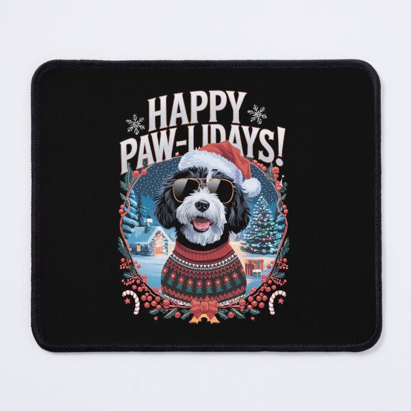 Item preview, Sheepadoodle Dog Happy Pawlidays Merry Christmas Happy Holidays designed and sold by FurryHavenPH.