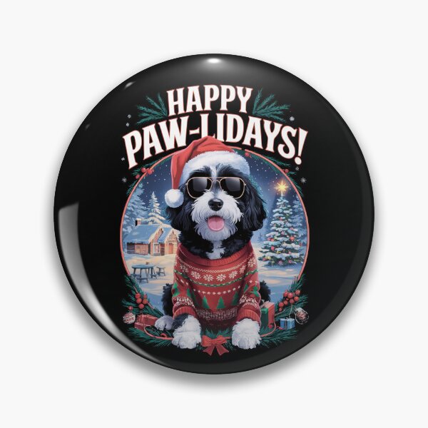 Item preview, Sheepadoodle Dog Happy Pawlidays Merry Christmas Happy Holidays designed and sold by FurryHavenPH.