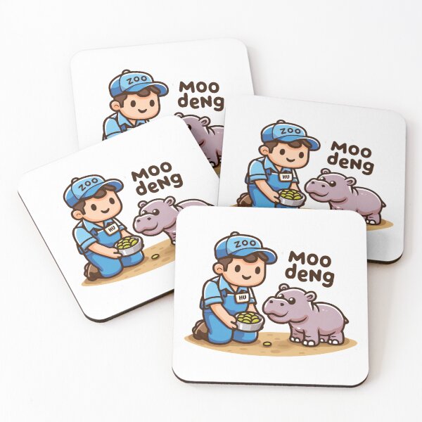 Artikelvorschau, Moo Deng Süßes Nilpferd mit Zoowärter-Cartoon-Design entworfen und verkauft von Pattamo1.