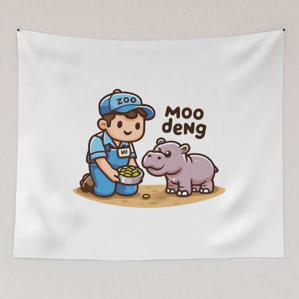 Artikelvorschau, Moo Deng Süßes Nilpferd mit Zoowärter-Cartoon-Design entworfen und verkauft von Pattamo1.