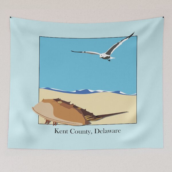 Item preview, Horseshoe Crab and Seagull Beach Design Kent County, Delaware Baskerville designed and sold by laughingwillows.