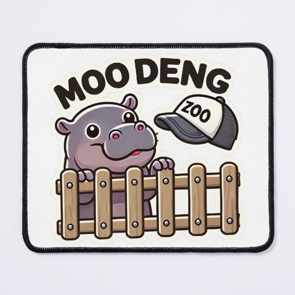 Item preview, Moo Deng Cute Hippo at Zoo Fence Cartoon Design designed and sold by Pattamo1.