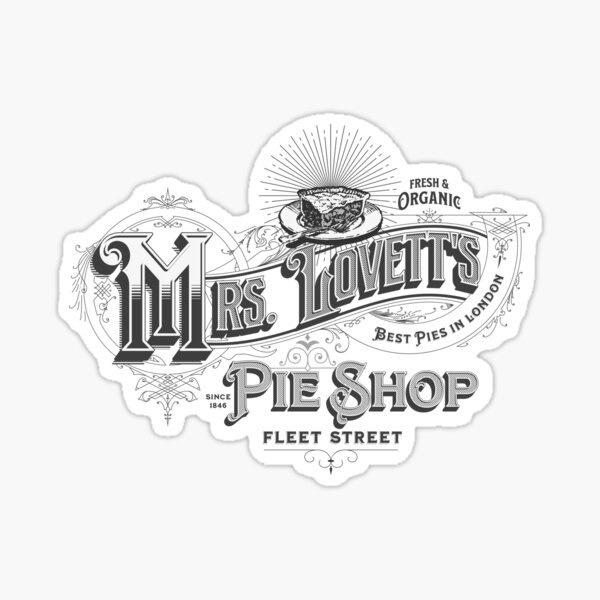 Item preview, Vintage Mrs. Lovett's Pie Shop Logo - Sweeney Todd Inspired Design designed and sold by PricklyBearArt.