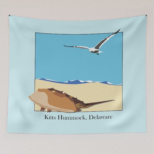 Item preview, Horseshoe Crab and Seagull Beach Design Kitts Hummock, Delaware Baskerville designed and sold by laughingwillows.