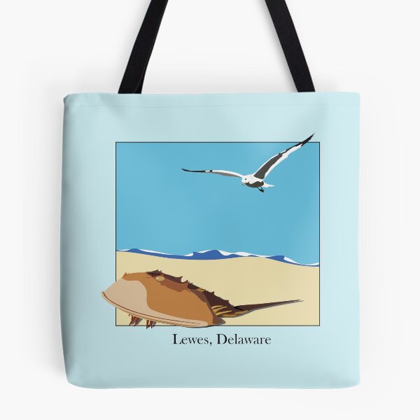 Item preview, Horseshoe Crab and Seagull Beach Design Lewes, Delaware Baskerville designed and sold by laughingwillows.