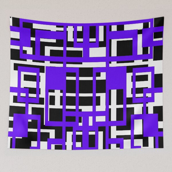 Item preview, Geometric Shapes Pattern Lavender-Blue White Black Background designed and sold by taiche.