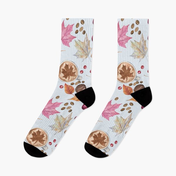 Item preview, Cozy Autumn Pattern on Sky-Blue background designed and sold by Flowersforbear.