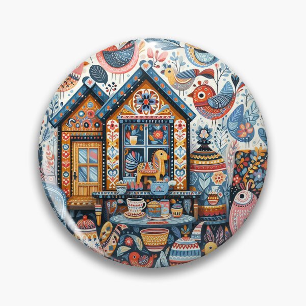Item preview, Cosy tea with birds - folklore art designed and sold by Silbays.