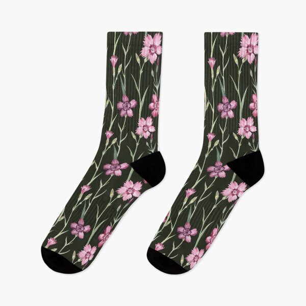 Item preview, Maiden Pink Floral Pattern on Dark Green designed and sold by Flowersforbear.