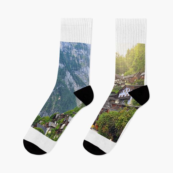 Item preview, Old wooden houses in Hallstatt village landscape designed and sold by goceris.