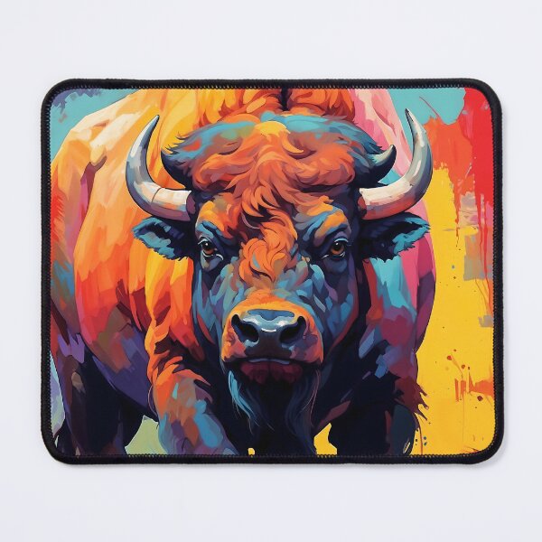 Artikelvorschau, Lebendiger Bison auf buntem Hintergrund entworfen und verkauft von faunathreads.