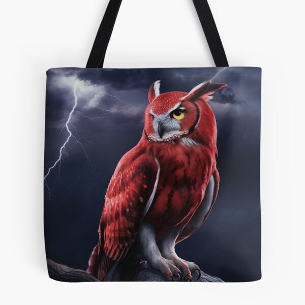 Item preview, Red Owl With Stormy Sky designed and sold by whitecat23.