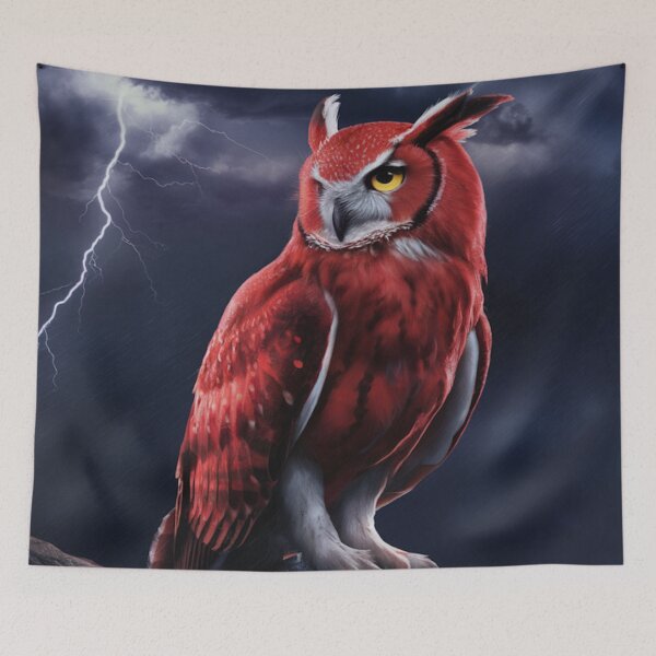 Item preview, Red Owl With Stormy Sky designed and sold by whitecat23.