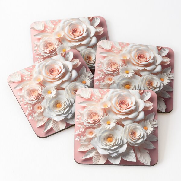 Item preview, Realistic 3D Paper Flower Arrangement with Roses and Daisies designed and sold by PixelParinda.