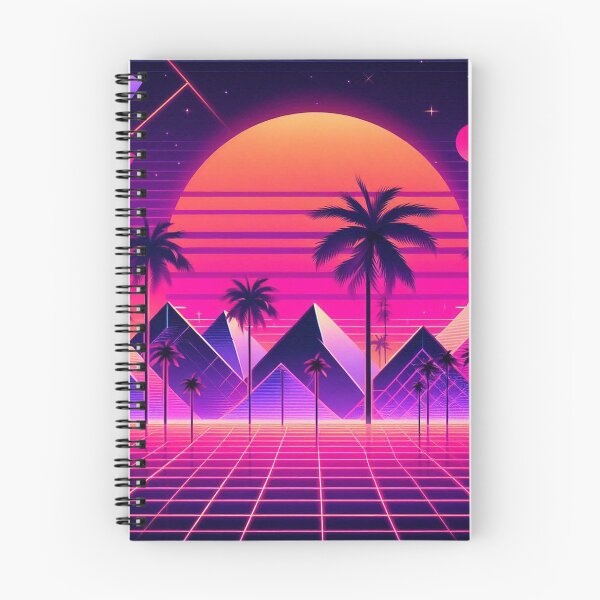 Item preview, 80s sunset in the desert with pyramids and palm trees designed and sold by Silbays.