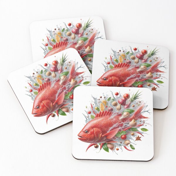 Item preview, red fish design with water & spice splash designed and sold by Creative88Art.